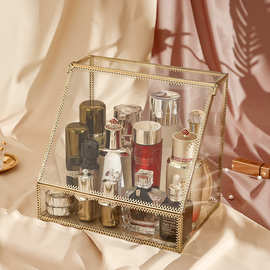 批发化妆品收纳盒桌面玻璃整理护肤梳妆台置物架家居护肤收纳盒