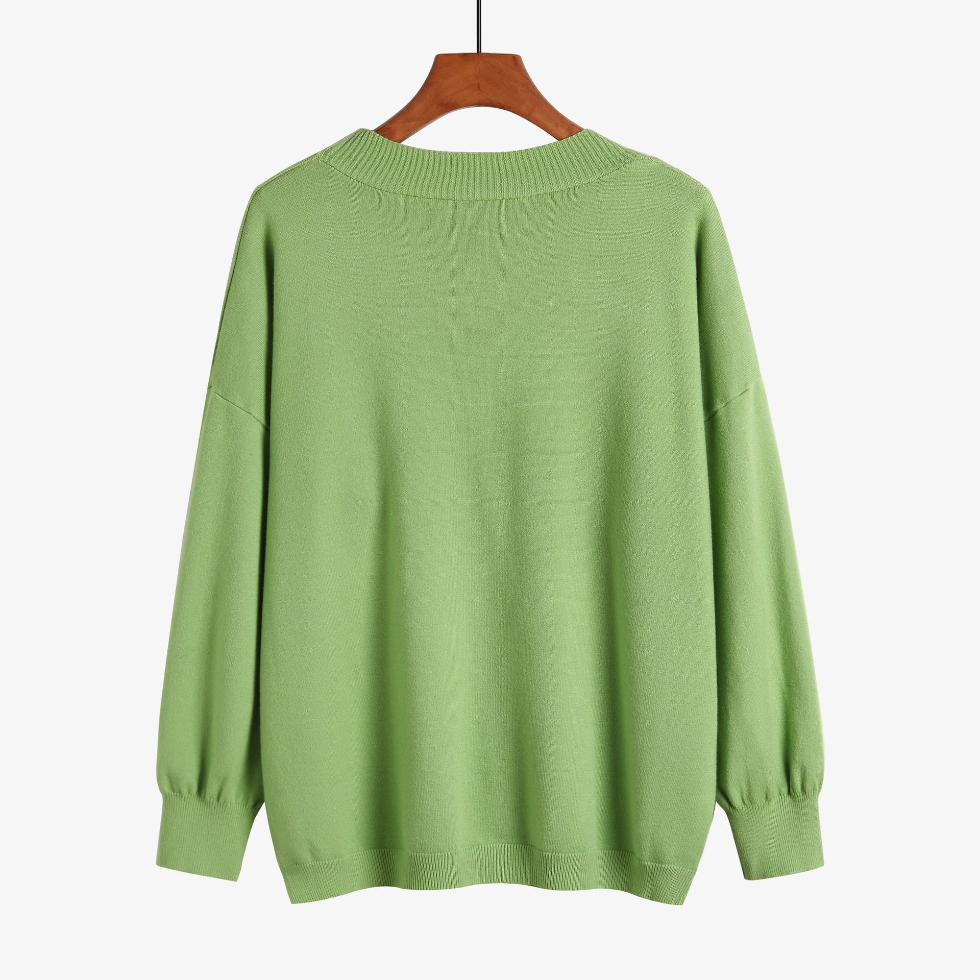 GraceChic Damenpullover Herbst/Winter 2020, lockerer, lässiger Strickpullover mit V-Ausschnitt und langen Ärmeln, Übergröße, auf Lager_voghion.com