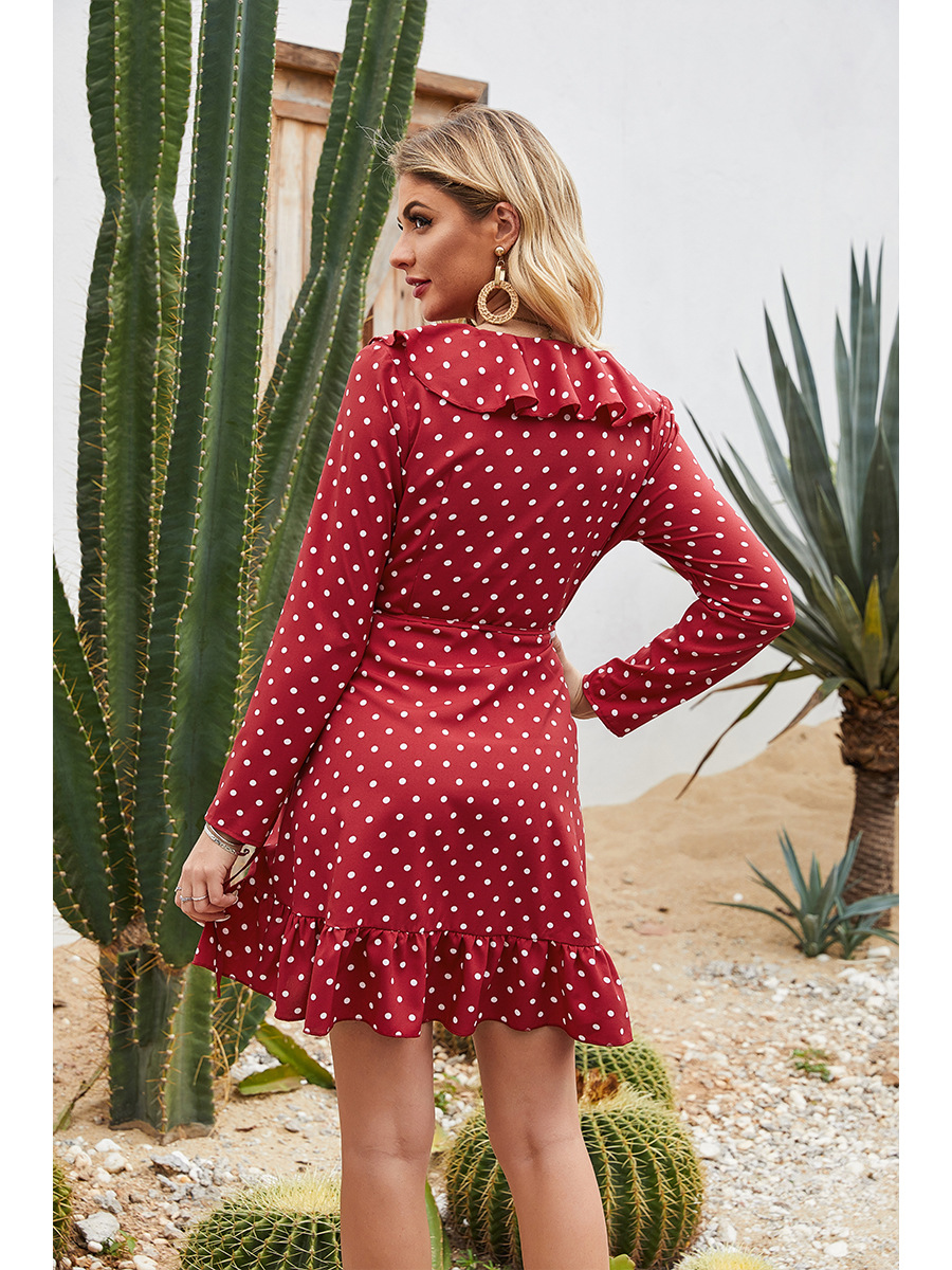   new polka-dot long-sleeved dress   NSAL2918