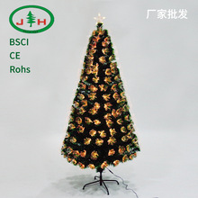 1.5米绿边叶特七彩LED爆闪光纤圣诞树 厂家批发