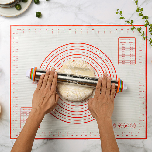 Amazon 17-inch adjustable thickness stainless steel pastry rolling pin with scale