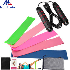 Latex tension belt jump rope nine-piece yoga fitness set 500 ring hip abuse ring 3 meters steel wire jump rope indoor
