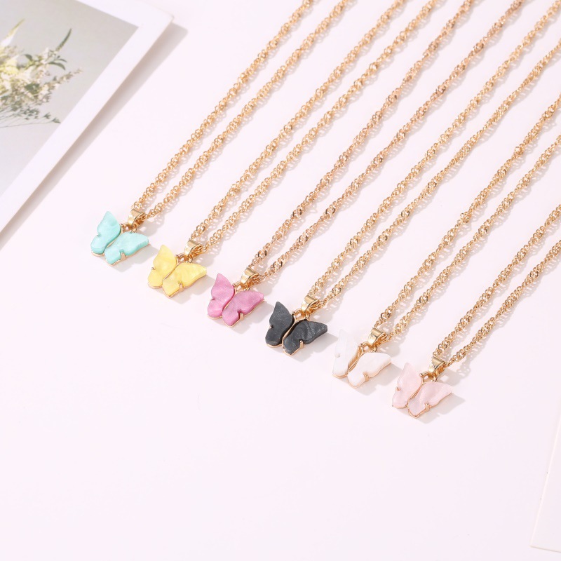 Fashion Butterfly Necklace Earrings Set Jewelry Acrylic Necklace Earring Set Hot Jewelry Wholesale Nihaojewelr display picture 8