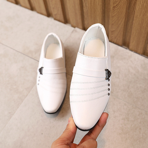 Boys' black leather shoes British style boys' white children's shoes  children's dress fashion catwalk performance shoes leather shoes