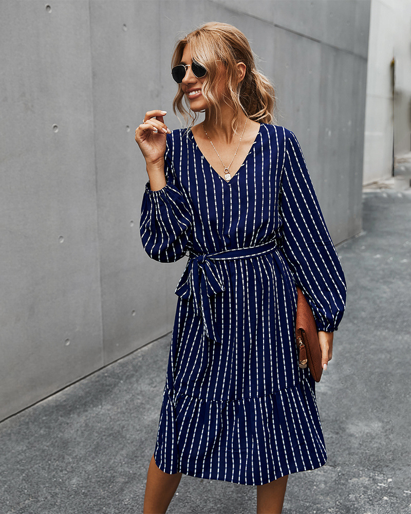 autumn 2020 simple striped dress for women NSKA215