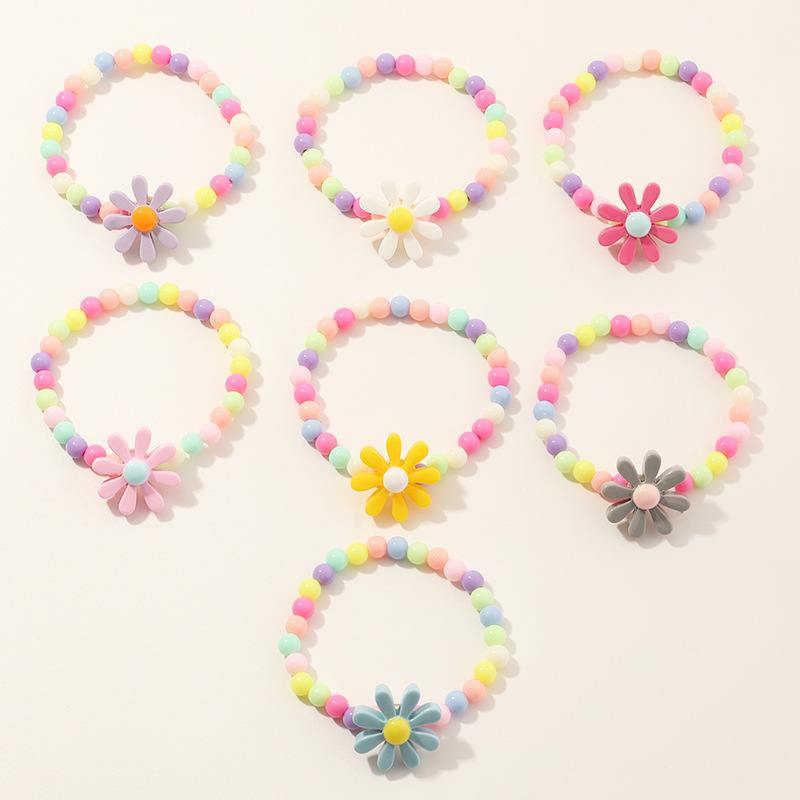 Flor Con Cuentas Sin Incrustaciones Niños Pulsera display picture 1