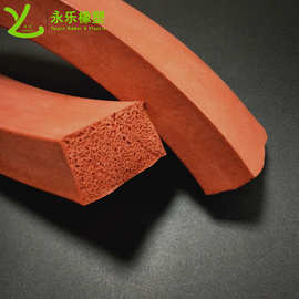 供耐温方形发泡硅胶条 红色方形硅胶发泡条 机箱烤箱防撞密封防水