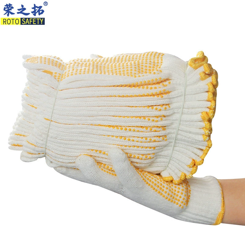 Пластиковые перчатки с отбеленной шерстью с 10-контактными точками для прядения, износостойкие Нескользящие клеевые перчатки для обработки и защиты труда Перчатки с бусинами 650 г