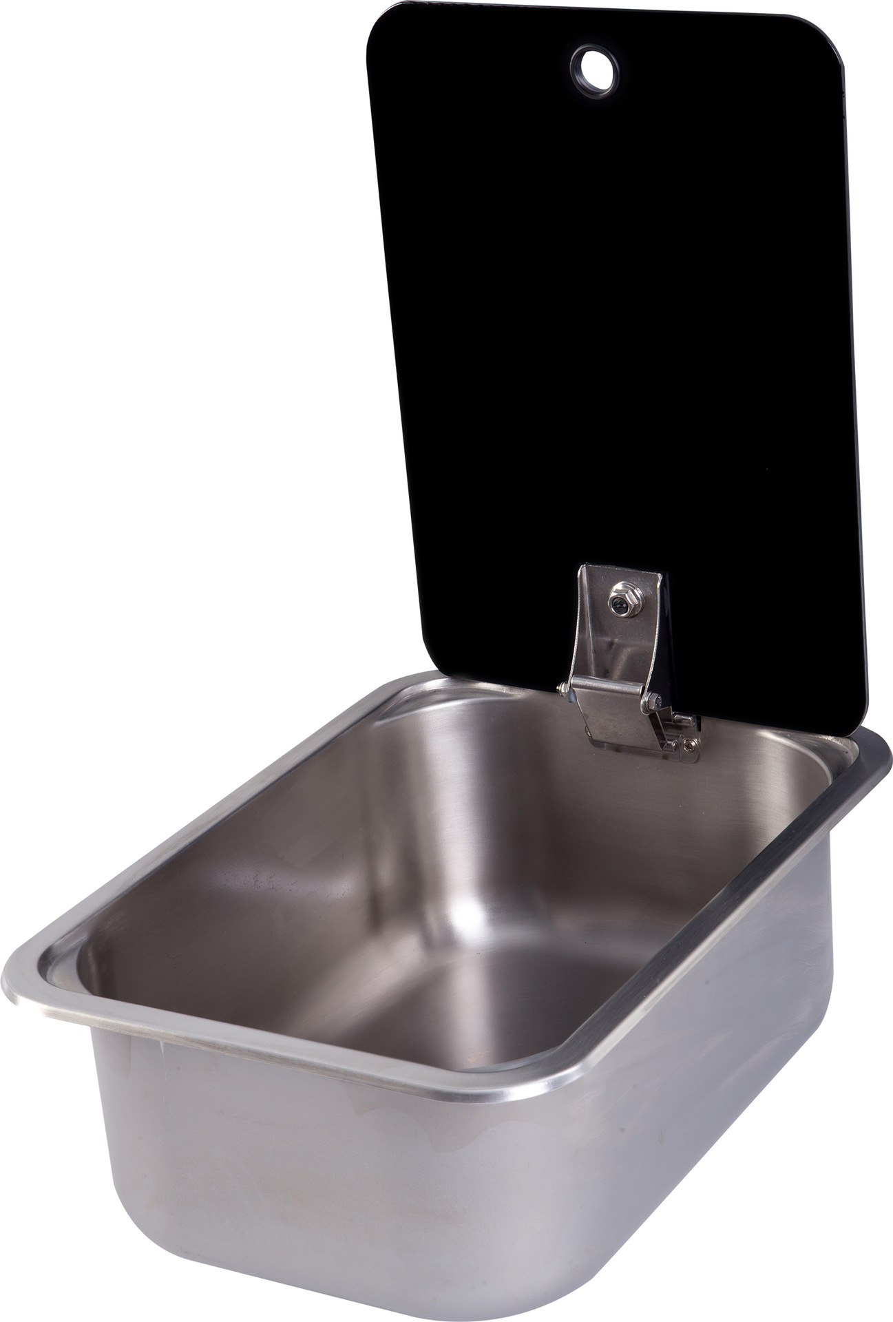 RV yate fregadero de acero inoxidable lavabo con tapa de vidrio templado 380*280*136mm GR-566B