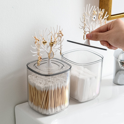 new pattern Plastic Northern Europe desktop Cotton swab storage box originality lovely household Cotton swab box Acrylic With cover Toothpick box