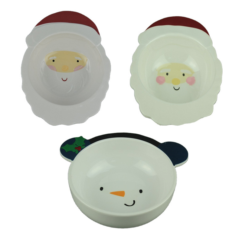 Dongguan manufacturers melamine imitation porcelain American dish tableware children's cartoon Christmas snowman bowl spot support wholesale