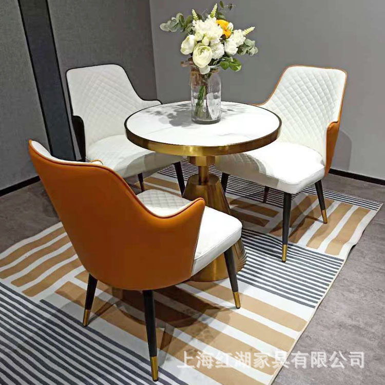 双色拼接椅轻奢简洁实木餐椅酒店会所VIP接待座椅餐厅椅子|ms