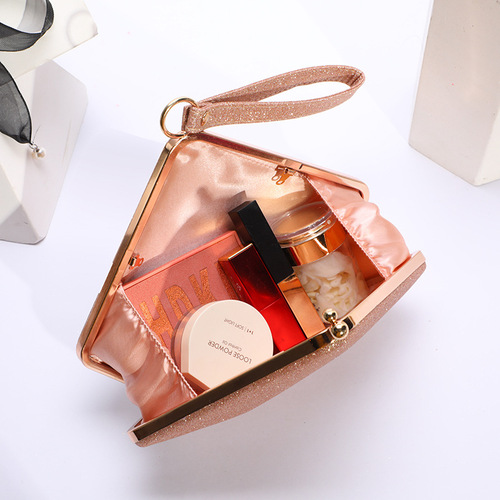 French new fashion evening bag, women's trendy portable shoulder bag, reflective sequin evening wedding banquet cosmetic bag
