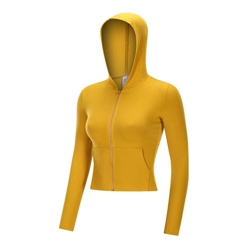 Sports coat women's slim tight elastic quick-drying yoga wear running top long-sleeved fitness wear