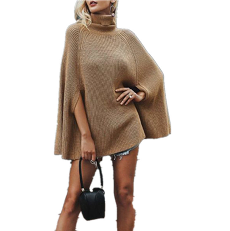 AliExpress eBay europeo y americano nuevo color sólido Cabo suéter cuello alto chal abrigo Amazon nuevo