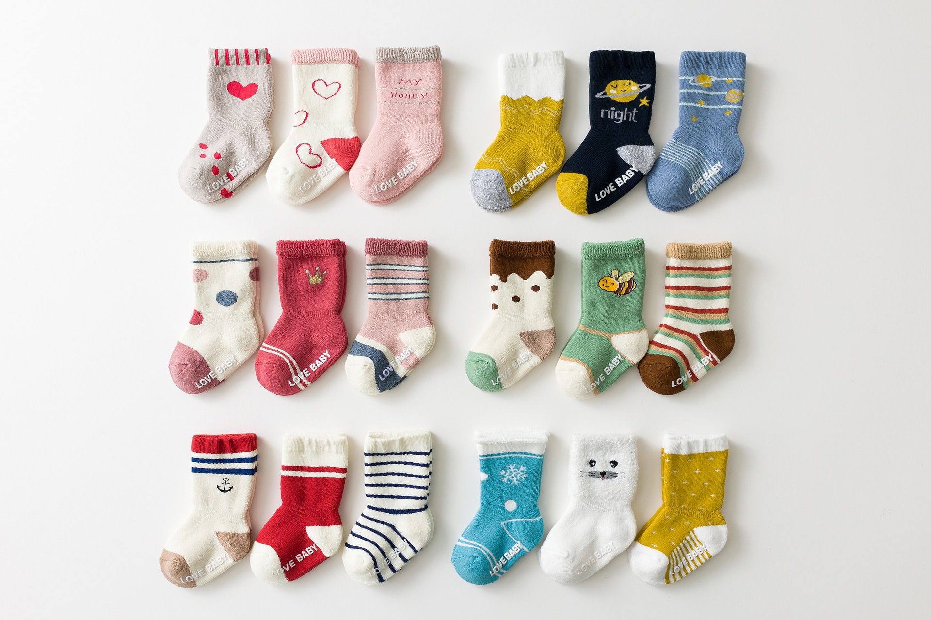 Kid's Cute Round Dots Stripe Solid Color Cotton Handmade Crew Socks 2 Pieces display picture 1