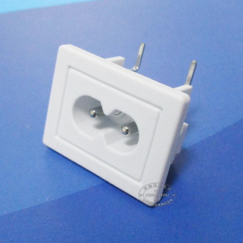 颜色可调大面板白色两芯插座 31*24高弯脚2.0卡位电源插座DB-8P2