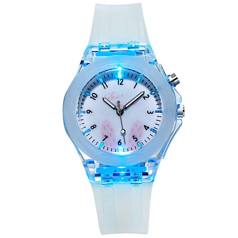 Montre Pour Enfants Lumineux Coloré Brillant Dessin Animé Lapin Quartz Dessin Animé Montre En Gros display picture 4