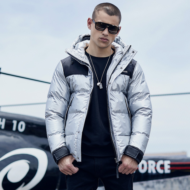 Herrenbekleidung Baumwollwattierte Jacke Herrenmodetrend Kapuzenwattierte Jacke verdickte Herren Outdoor Seidenbaumwoll-Baumwolljacke_voghion.com