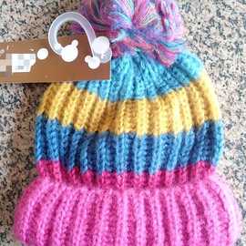 工厂直销儿童冬款彩虹毛线帽子童帽2-6岁可定制