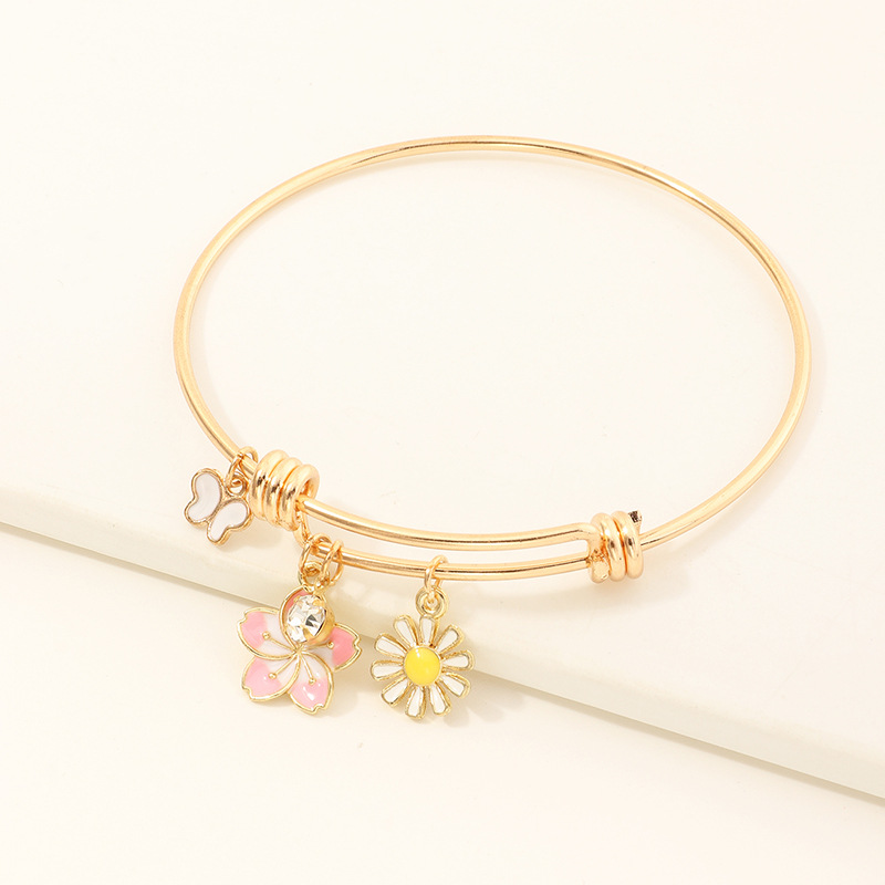 fashion jewelry new small fresh oil drop butterfly flower bracelet simple circle bracelet wholesale 