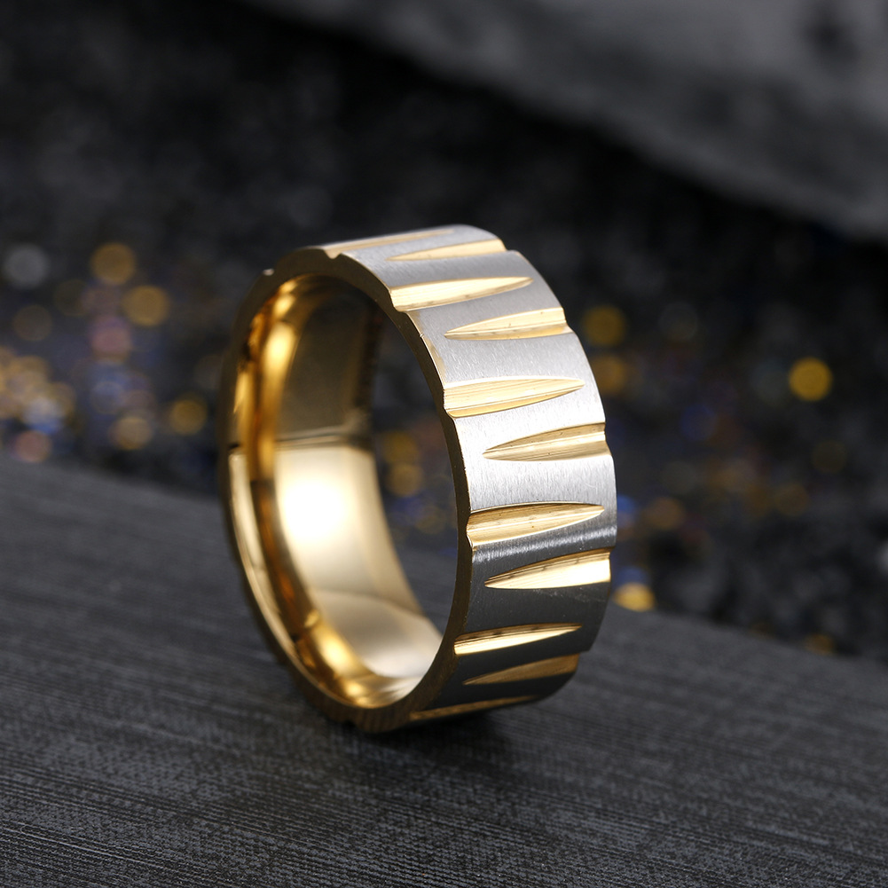 304 Stainless Steel Material Geometric Pattern Hip-Hop Geometric 304 Stainless Steel Plating Gold Plated PVD Coated Men'S Rings Men Signet Rings
