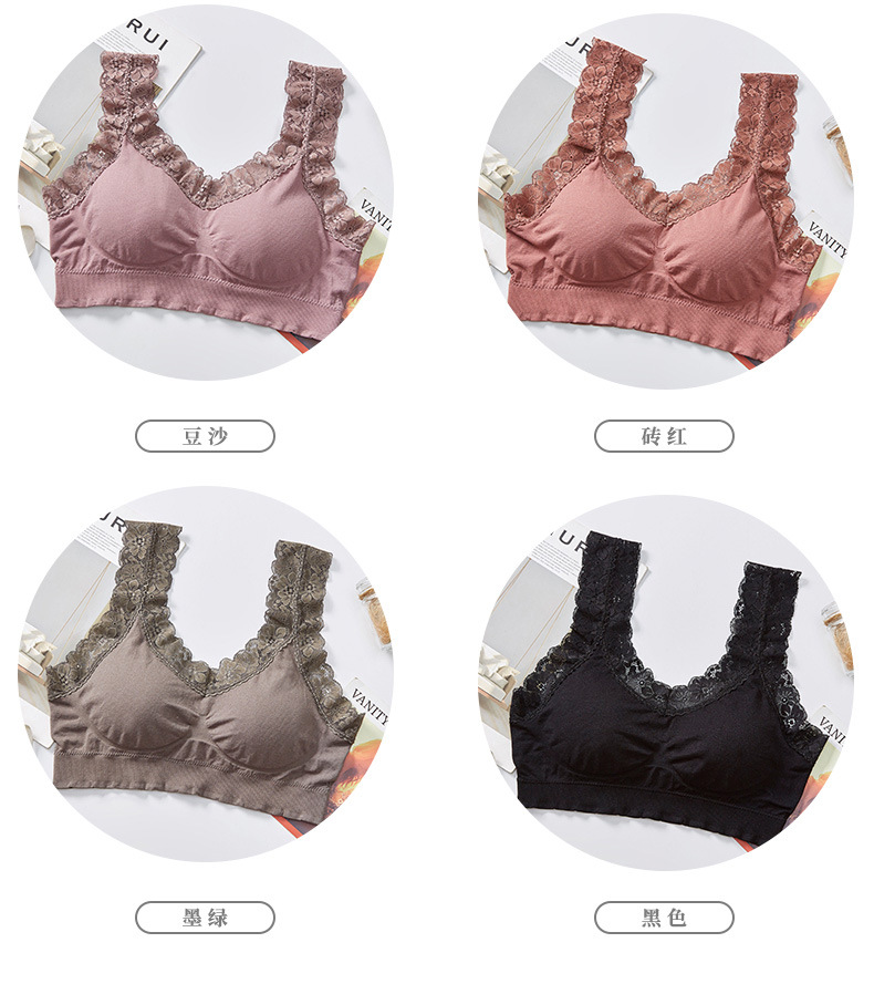 The popular lace queen with wide shoulder straps, pure cotton lining, beautiful back wrap around the chest, no steel rings to prevent exposure, sporty yoga strapless detail image 10