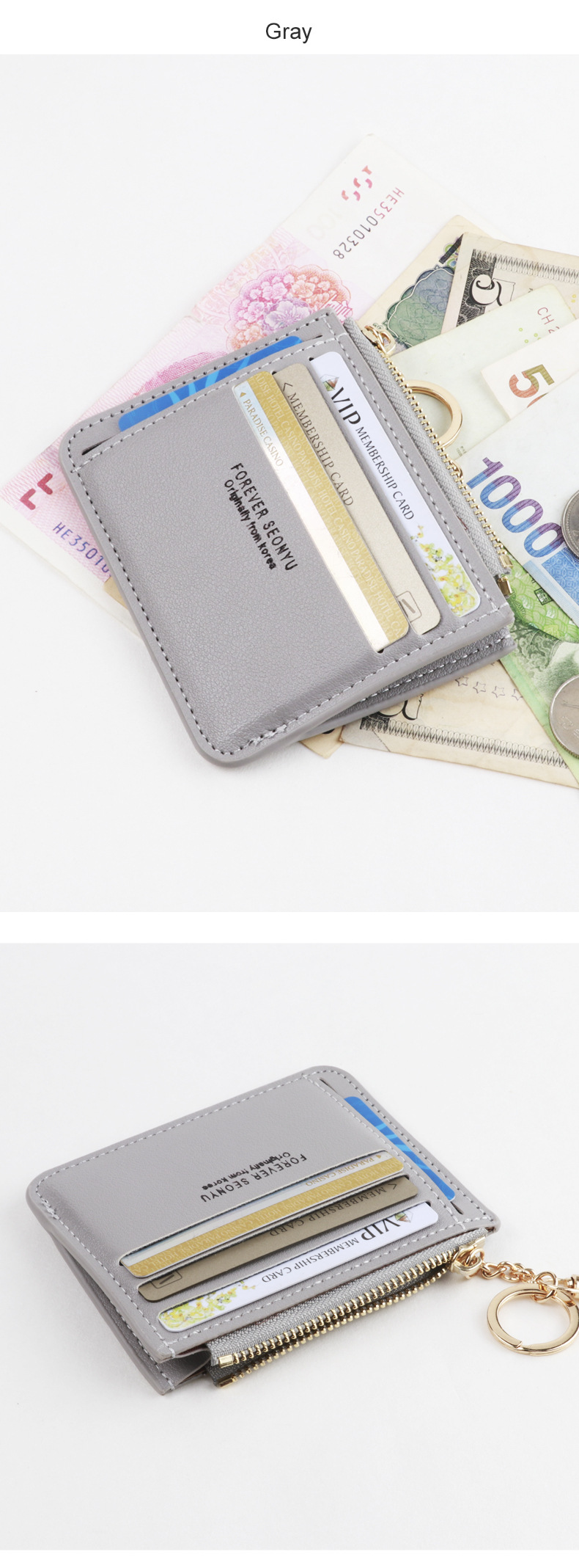Seonyu Korean Style MultiFunctional New Zipper Coin Purse Fashion Mini Card Holder Girls Wallet Foreign Trade in Stockpicture8