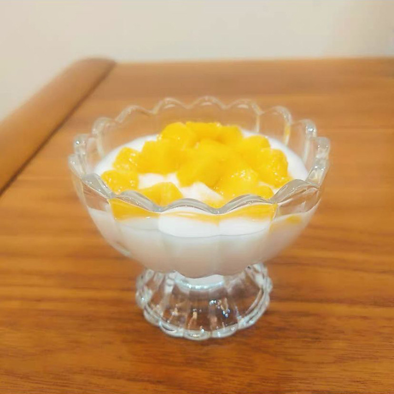 한국 아이스크림 차가운 음료 유리 요구르트 컵 커피 숍 레스토랑 컵 그릇 식기 아이스크림 컵