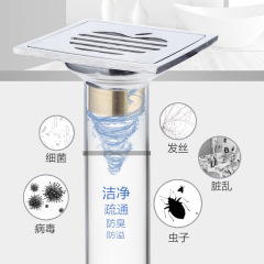 Wholesale thickened stainless steel floor drain, six-layer copper self-sealing odor-proof, plastic side discharge bright finish shower room floor drain for engineering projects