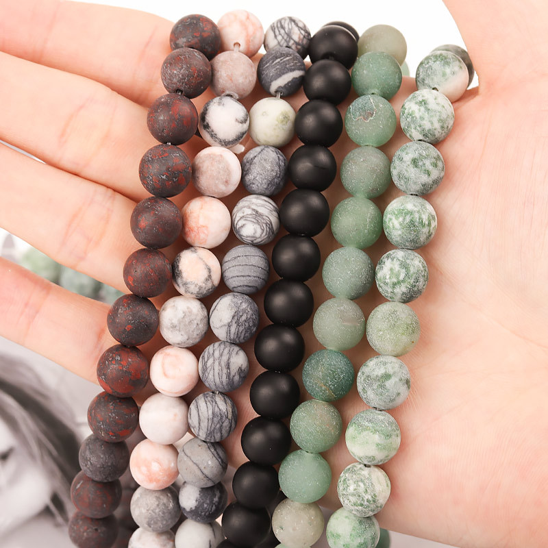 Frosted Natural Miscellaneous Stone Agate Loose Beads display picture 2