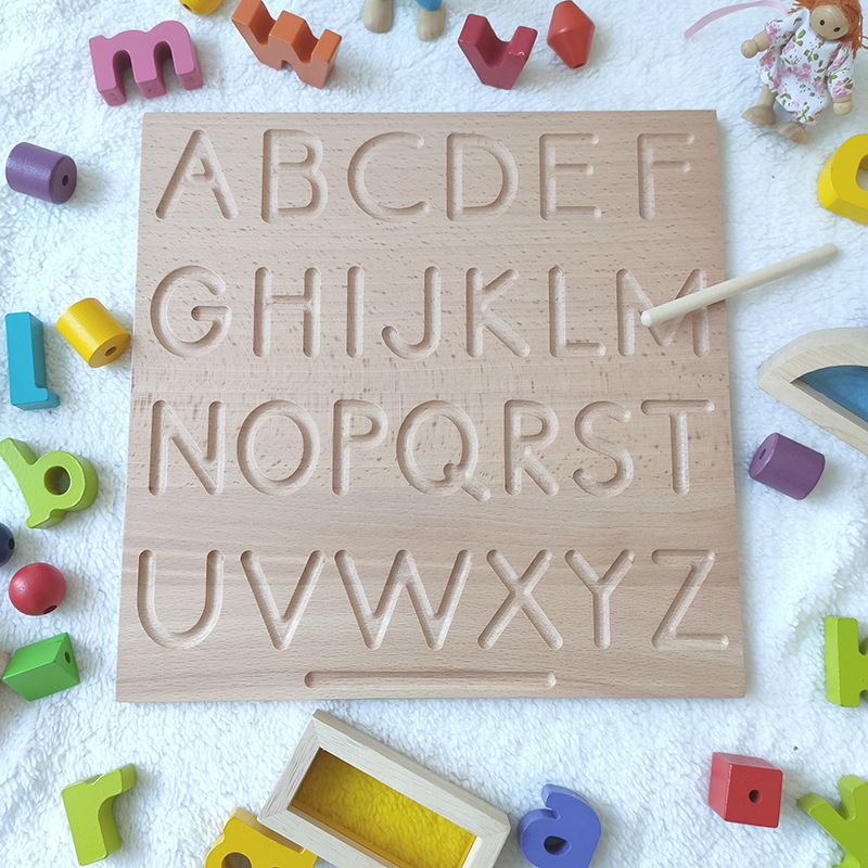 Jouets éducatifs pour enfants en bois groove mot pratique jeu Montessori Early Education anglais lettres conseil cognitif figure géométrique