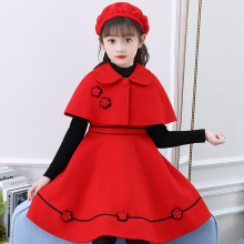 卡莉莎CARISA中大童呢料连衣裙韩版纯色修身款两件套跨境一件代发