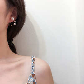 韩国东大门代购同款耳环设计感螺旋大小珍珠耳钉气质百搭耳饰超仙