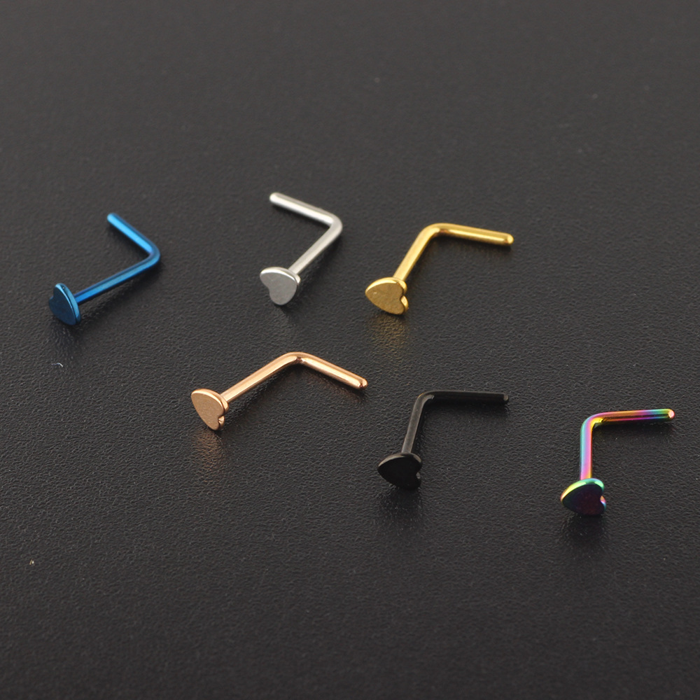 Simple Style Heart Shape Stainless Steel Nose studs 1 Piece