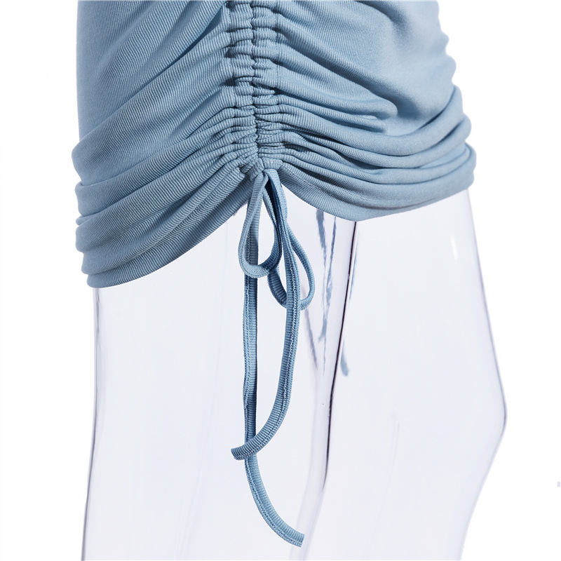 Pleated Skirt Sexy Commute Round Neck Straps Sleeveless Solid Color Above Knee display picture 3