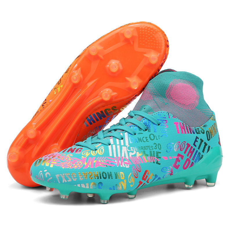 Mandarin Ducks With New Football Shoes Men S High Top Student Broken Nails Training Children Artificial Flat Leather Feet Sports Running_voghion.com