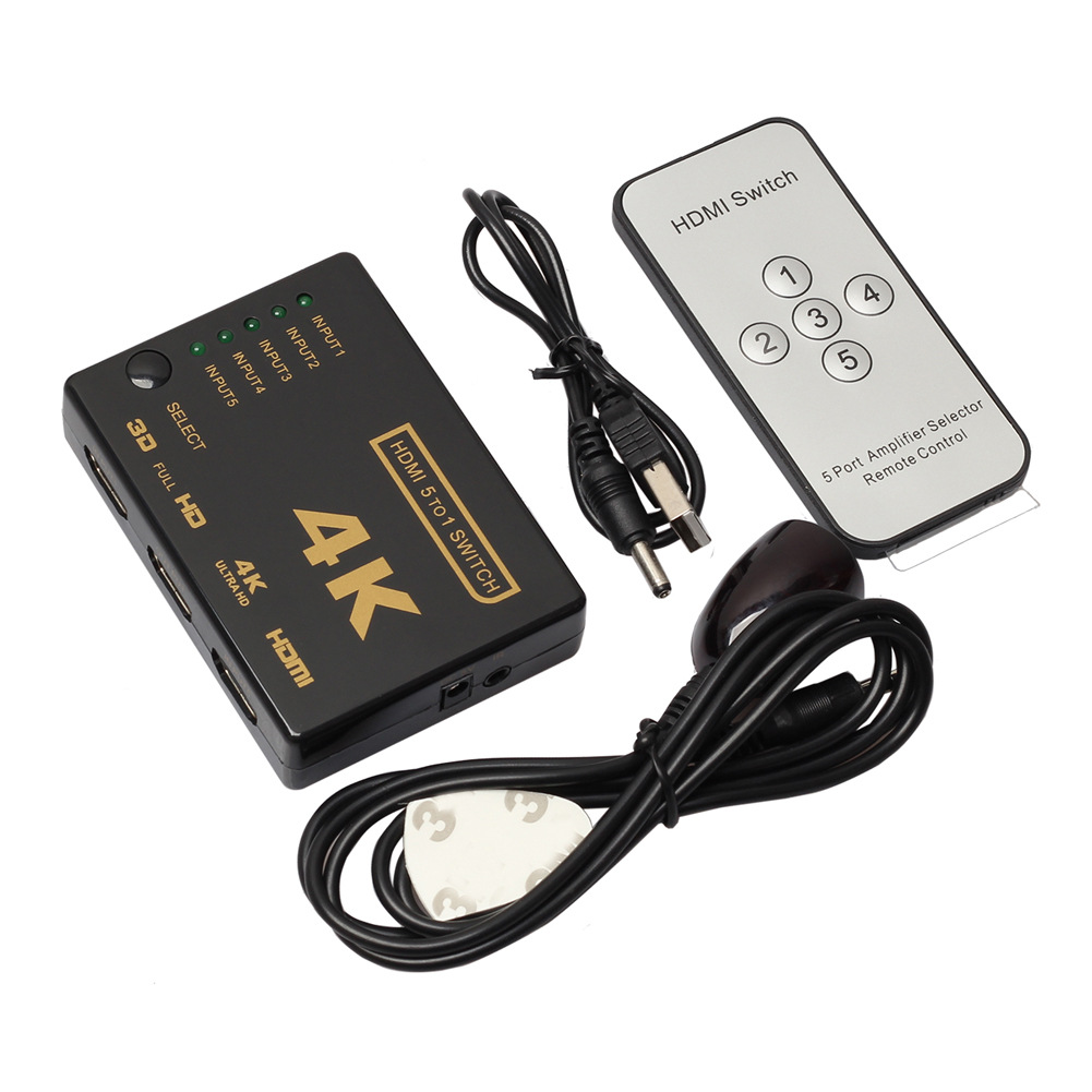 DM-HF19 HD 4K * 2K HDMI Switcher 5 en 1 fuera 5 en 1 con control remoto 5 corte 1