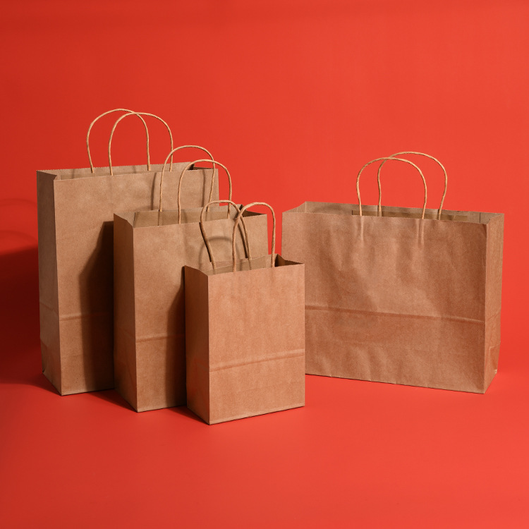 customized Kraft paper reticule Take-out food tea with milk doggy bag gift Women's wear clothing advertisement Tea reticule paper bag