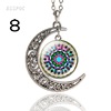 Mandala pendant retro hollow crescent necklace mandala flower totem Time gem jewelry supply