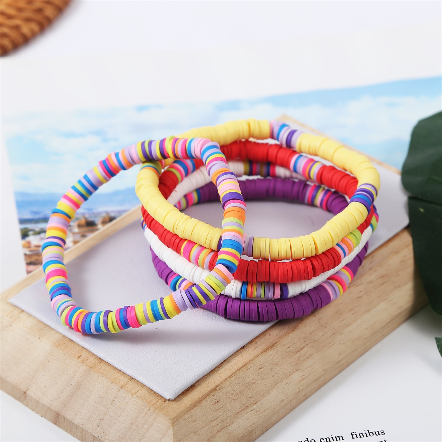 Europe and the United States cross-border explosion jewelry Bohemian beach mixed color soft ceramic wafer bracelet female Bracelets