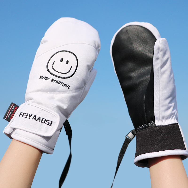 Veneer skiing glove major waterproof Below zero keep warm Touch screen Stuffy son Lovers money Plush thickening