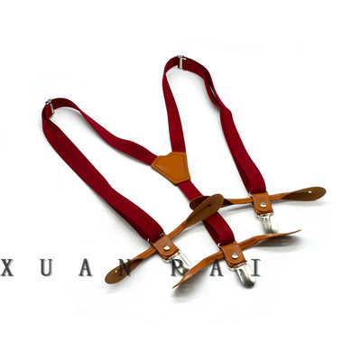 New Spot Adult three clips 2.0cm men and women Solid leisure time Suspenders Western-style trousers shirt Versatile Strap clip