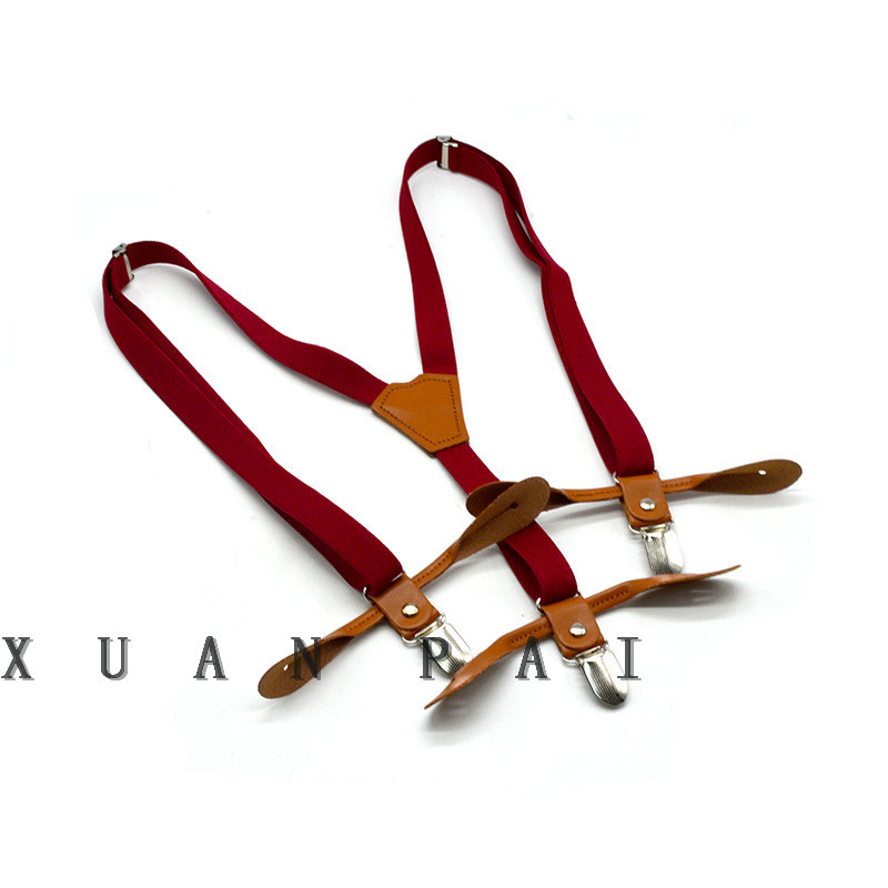 New Spot Adult three clips 2.0cm men and women Solid leisure time Suspenders Western-style trousers shirt Versatile Strap clip