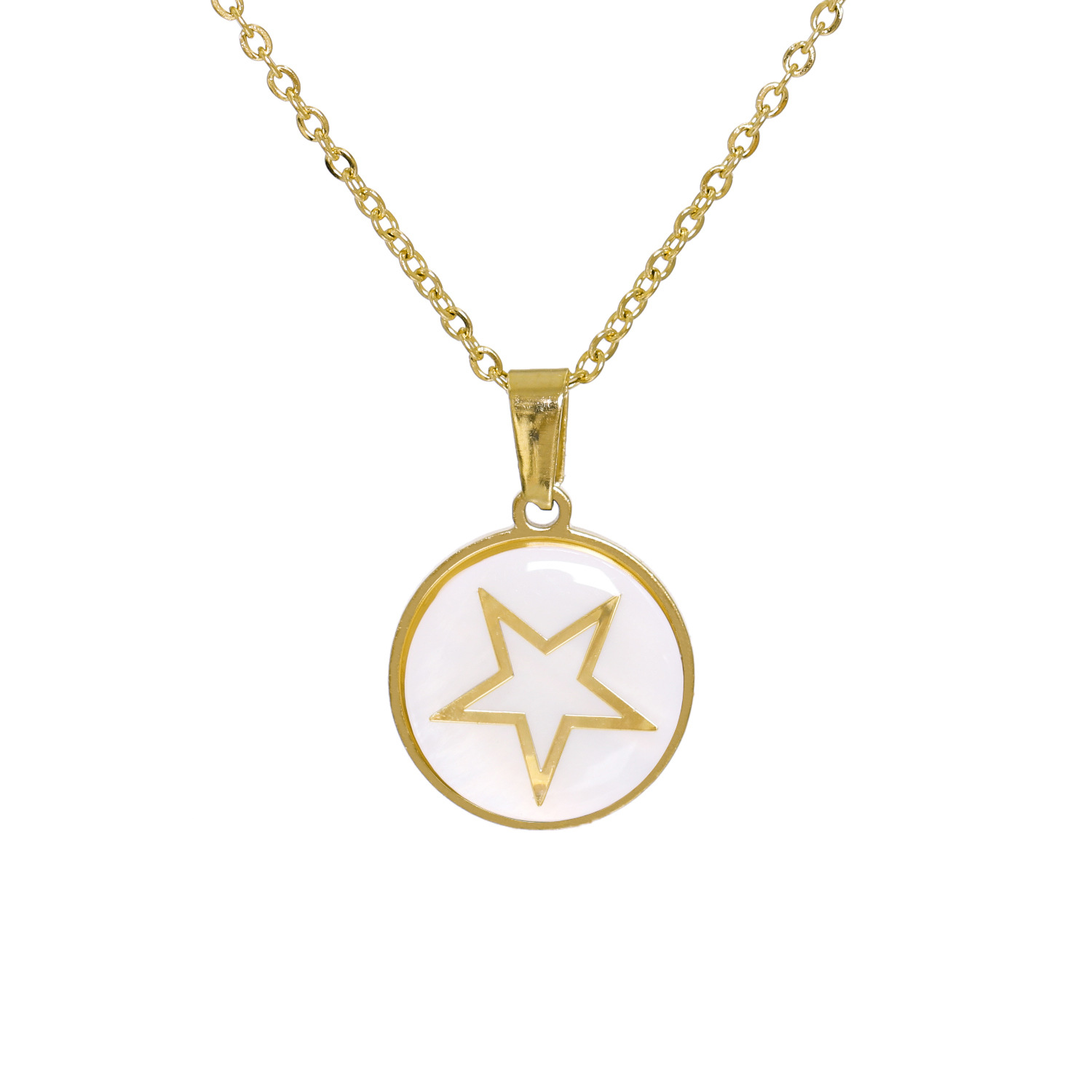 Fashion Stainless Steel Geometric Five-pointed Star Pattern Pendant Necklace display picture 2