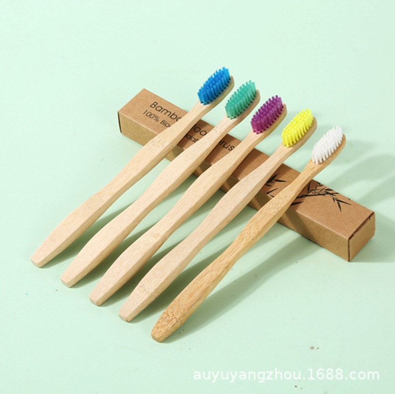成人竹牙刷波浪厚曲柄竹牙刷酒店一次性竹牙刷成人新款竹牙刷|ms