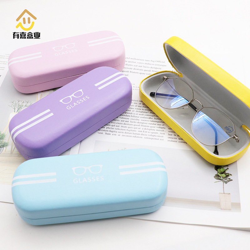 Mirror box color leather student myopia optical glasses box men's and women's compression portable sun glasses box iron box LOGO