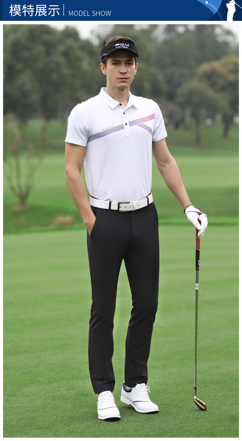 Quần golf nam dài mùa hè PGM thoáng khí ôm dáng — Quần dài màu xám KUZ083, Quần dài đen KUZ083, Quần dài màu trắng KUZ083 chi tiết 7