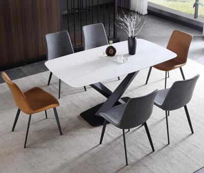 意式极简岩板餐桌现代小户型家用岩板餐桌进口北欧ins大理石餐桌