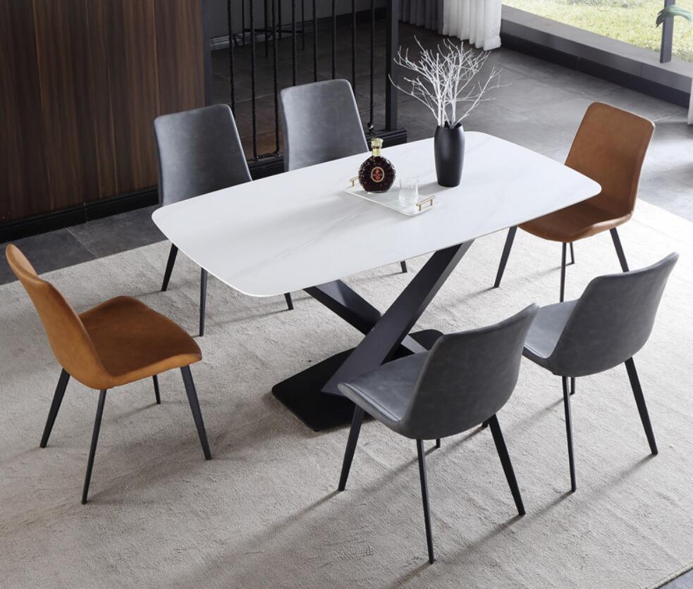 意式极简岩板餐桌现代小户型家用岩板餐桌进口北欧ins大理石餐桌